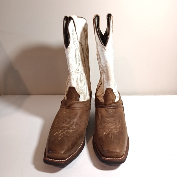Laredo Myra Western Women's Leather Boots in Sand/ White Size 10 - Picture 2 of 9